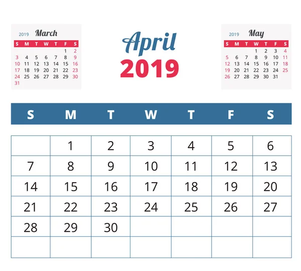 Maandelijkse Kalender Design Vector Illustratie Rechtenvrije Stockvectors