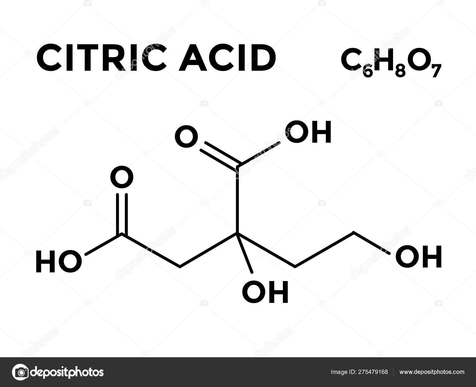 Struttura molecolare dell'acido citrico. Acido citrico formula