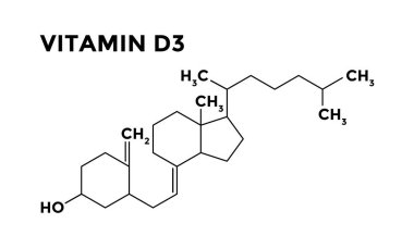 D3 vitamini yapısal iskelet kimyasal formülü. 