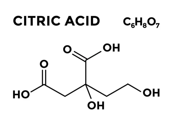 Formula chimica scheletrica strutturale dell'acido citrico — Vettoriale Stock