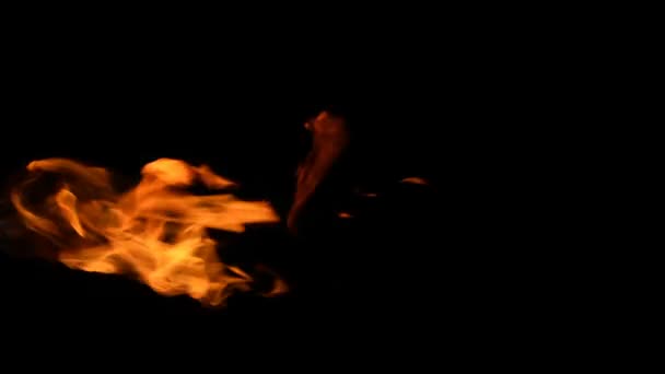 Raging Tűz Égett Fekete Háttér 60Fps Lövés Ideális Hozzá Egy — Stock videók