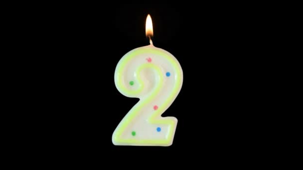 蜡蜡烛2号的形状烧伤 一个很好的除了你的生日视频 — 图库视频影像