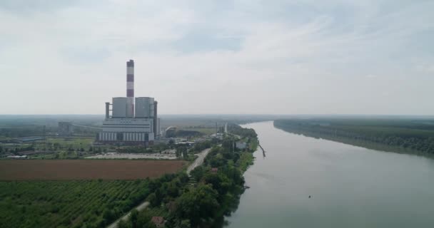 Usina Térmica Tiro Drone Carvão — Vídeo de Stock