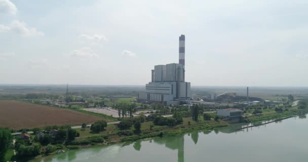 Planta Térmica Tiro Con Dron Carbón — Vídeos de Stock