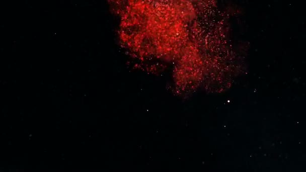 Rode Glitter Het Water Vallen Mooie Achtergrond Overlay Gebruik Scherm — Stockvideo