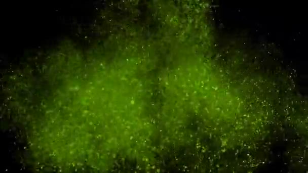 Bright Green Glitter Water Falling Nice Background Overlay Use Screen — Stock Video