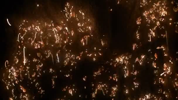 Ogień Wełna Stalowa Utlenianie Tlące Się Nagrywanie Góry Dołu Efekt — Wideo stockowe