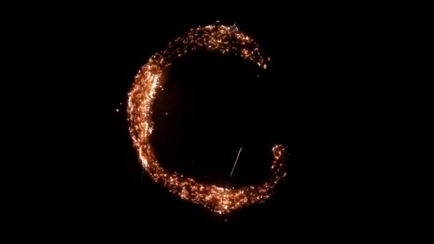 文字C燃焼 スチールウールのくすぶる 美しい燃焼 — ストック動画