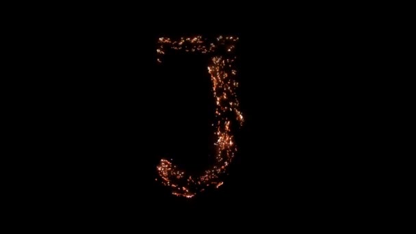 文字J燃焼 スチールウールのくすぶる 美しい燃焼 — ストック動画