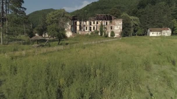 Piscine Abandonnée Arbres Sales Carreaux Mauvaises Herbes Verre Plan Haut — Video