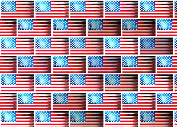 Wand Mit Bildern Der Flagge Amerikas Als Hintergrund — Stockfoto