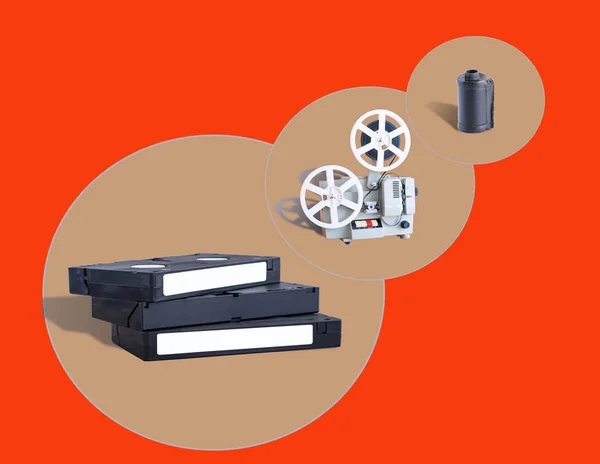 video cassettes, film projectors and film cassettes
