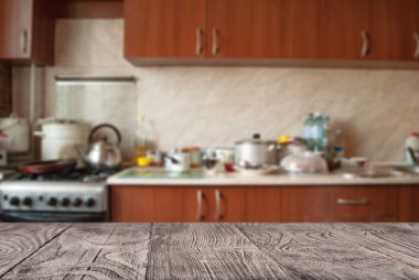 mutfak arka planda ahşap yüzey