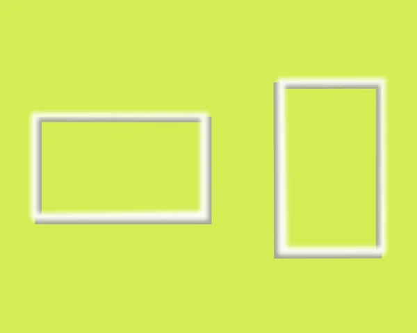 緑の背景のミニマリズムに垂直方向と水平方向の白いフレーム — ストック写真