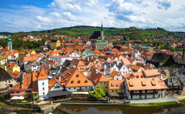 Çek Cumhuriyeti'nde Cesky Krumlov şehri. Avrupa tarihi merkezi ve ihtişamı.