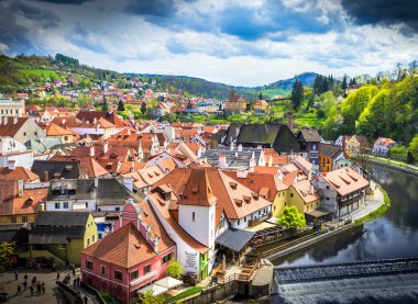 Çek Cumhuriyeti'nde Cesky Krumlov şehri. Avrupa tarihi merkezi ve ihtişamı.