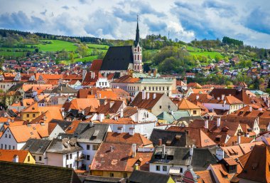 Çek Cumhuriyeti'nde Cesky Krumlov şehri. Avrupa tarihi merkezi ve ihtişamı.