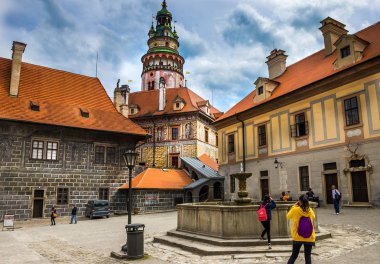Çek Cumhuriyeti'nde Cesky Krumlov şehri. Avrupa tarihi merkezi ve ihtişamı.