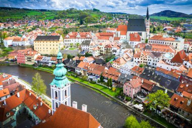 Çek Cumhuriyeti'nde Cesky Krumlov şehri. Avrupa tarihi merkezi ve ihtişamı.