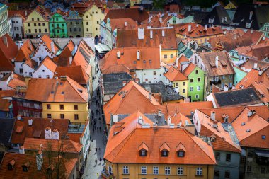 Çek Cumhuriyeti'nde Cesky Krumlov şehri. Avrupa tarihi merkezi ve ihtişamı.