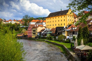 Çek Cumhuriyeti'nde Cesky Krumlov şehri. Avrupa tarihi merkezi ve ihtişamı.