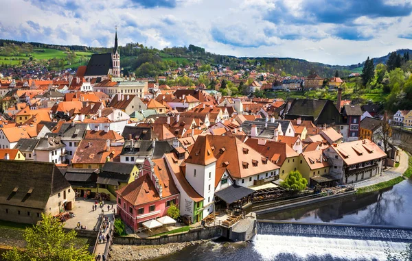 Çek Cumhuriyeti'nde Cesky Krumlov şehri. Avrupa tarihi merkezi ve ihtişamı.