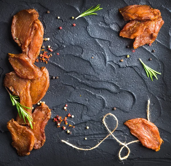 Chicken Jerky Pieces Fillet Soy Sauce — Stock Photo, Image