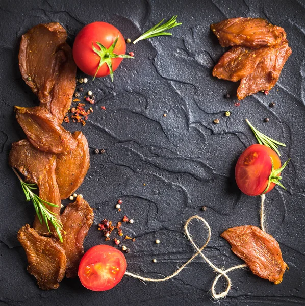 Chicken Jerky Pieces Fillet Soy Sauce — Stock Photo, Image