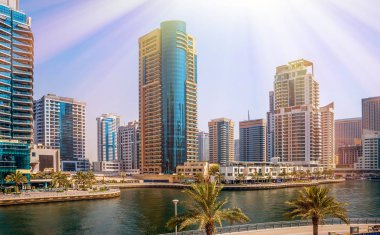 Dubai Yat Limanı genel bakış. şehir manzarası.