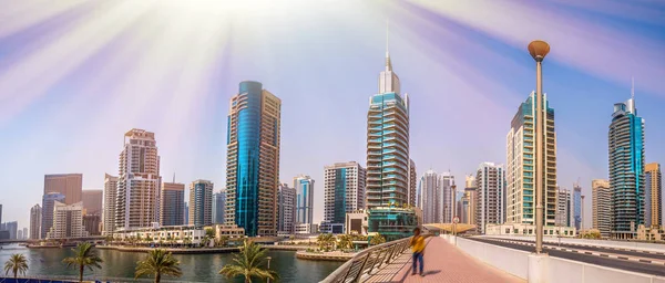 Allgemeine Ansicht Der Marina Von Dubai Stadtsilhouette — Stockfoto