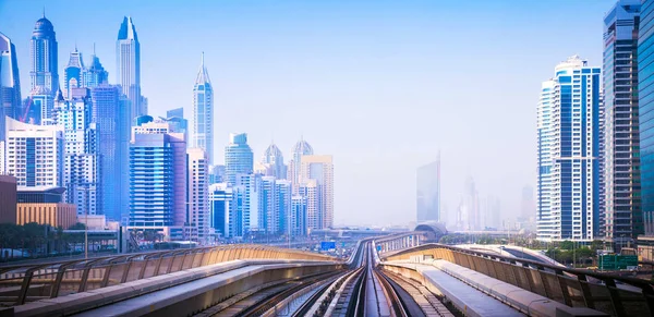 Allgemeine Ansicht Der Marina Von Dubai Linie Der Stadtsilhouette — Stockfoto