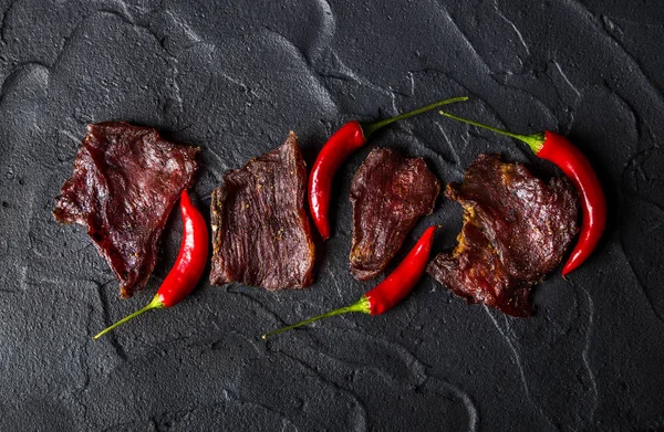 Thin Uncooked Smoked Pork Beef Sausages Delicatessen Meat — Stock Photo, Image