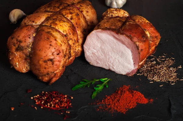 Saboroso Suculento Balyk Porco Defumado Carne Delicada — Fotografia de Stock
