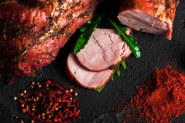 Tasty Juicy Smoked Pork Balyk Delicatessen Meat — Stock Photo, Image