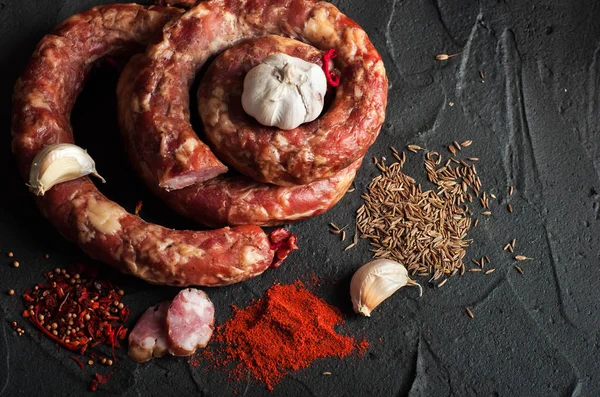 Carne Porco Fumada Magra Salsichas Carne Bovina Carne Delicada — Fotografia de Stock