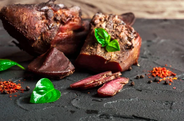 Delicious Smoked Tongue Delicious Meat — Stock Photo, Image