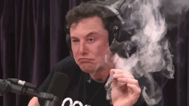 Elon Misk Joe Rogan podcast ot çekiyor. Vektör