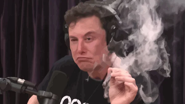 Elon Musk Fuma Hierba Podcast Joe Rogan Vector — Vector de stock