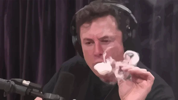 Elon Musk Fuma Hierba Podcast Joe Rogan Vector — Archivo Imágenes Vectoriales
