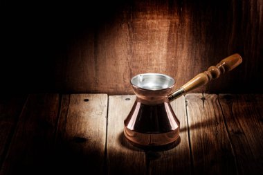 ahşap arka plan bakır kahve turk