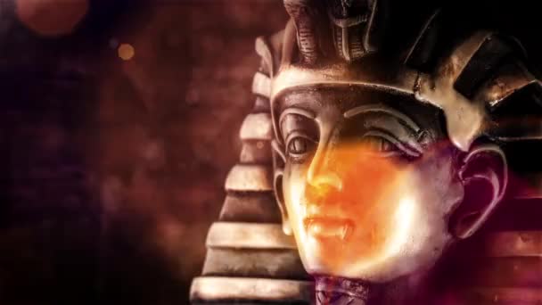 Древний Каменный Фараон Тутанхамон Маска Видео — стоковое видео