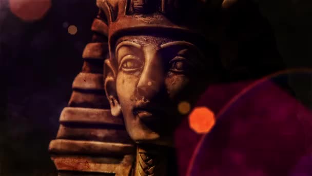 Стародавній Кам Яний Фараон Тутанхамен Маска Відео — стокове відео