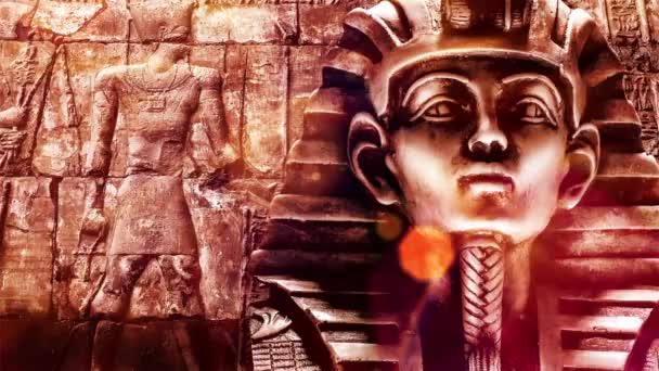 Oude Stenen Farao Tutankhamen Masker Video — Stockvideo