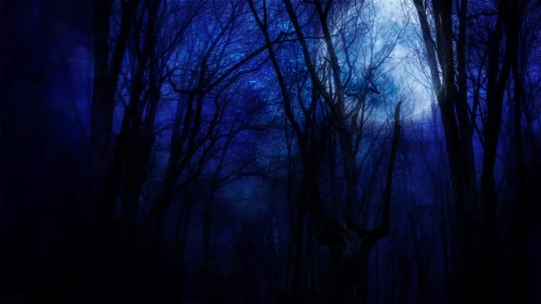 Árboles Otoño Espeluznantes Contra Luna Llena Noche Vídeo — Vídeo de stock