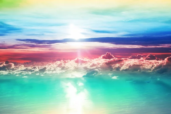 Творчий Хмарний Фон Неба Сонцем Фіолетовим Синім Кольорами — стокове фото