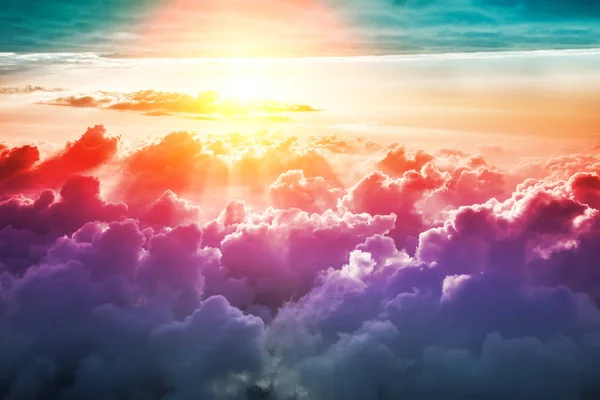 Creative Cloudy Sky Background Sun Purple Red Colors — Stock Photo, Image