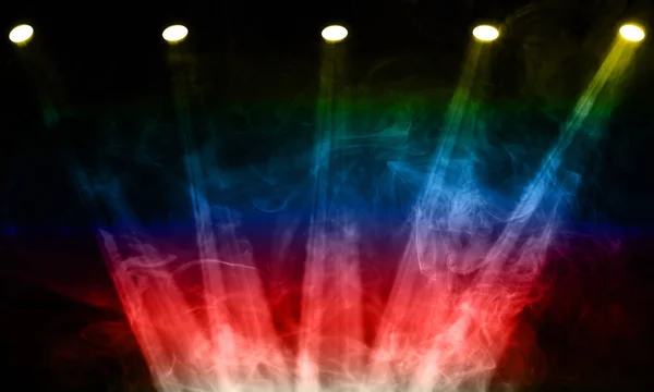 Illustration Stage Spot Lights Smoke — Stock Photo, Image