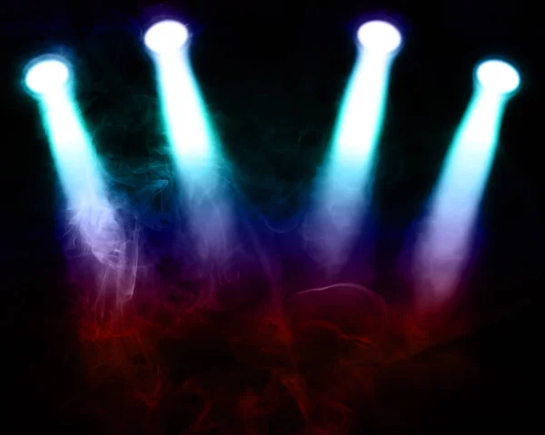 Illustration Blue Stage Spot Lights Smoke — Stock Photo, Image