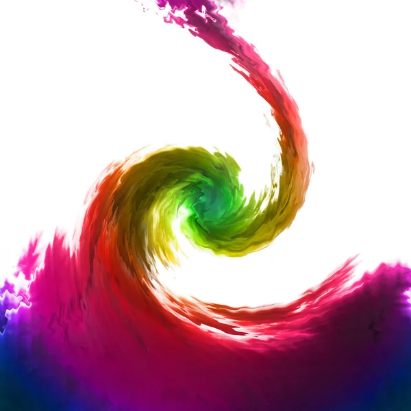 Abstract Kleurrijk Inkt Water Geïsoleerd Kronkel Van Witte Kleurrijke Abstractie — Stockfoto