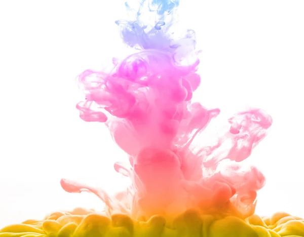 Abstract Colorful Ink Water Isolated White Background — Stock Photo, Image